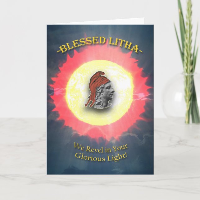 Cartão Litha, Solstício de Verão, Deus Sol nos Céus (Frente)