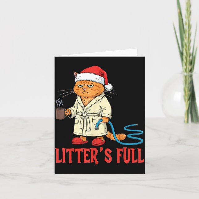 Cartão Litter’s Full Funny Cat Lovers Christmas Xmas  (Frente)