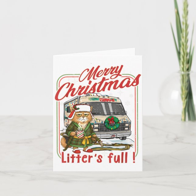 Cartão Litter's Full Merry Christmas Funny Cat Lovers Hol (Frente)