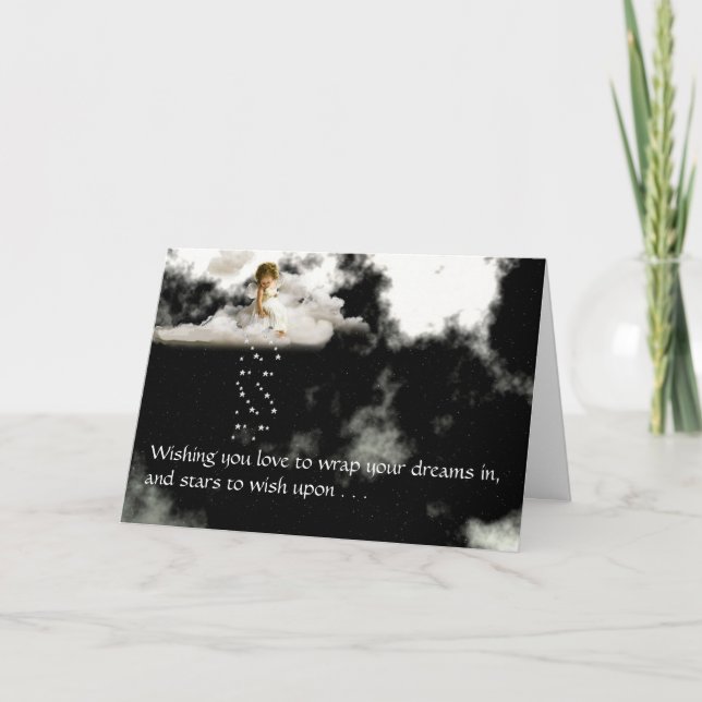 Cartão Little Angel num Aniversário na Nuvem (Frente)