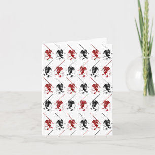 Cartão Little Devil Harlequin Pattern Red Black NOTE CARD