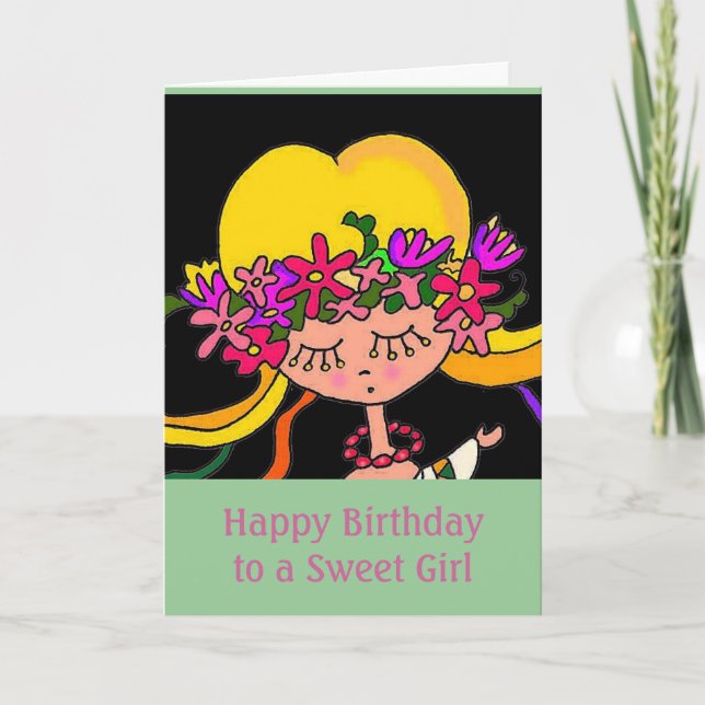 Cartão Little Girl Ucraniano Folk Art (Frente)