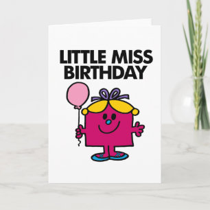 Cartão Little Miss Birthday With Pink Balloon