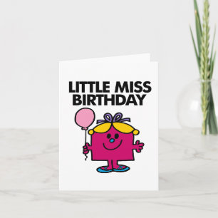 Cartão Little Miss Birthday With Pink Balloon