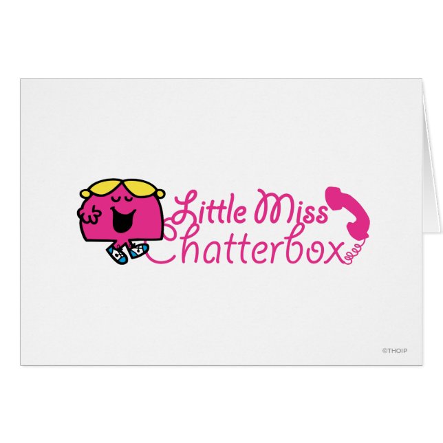 Cartão Little Miss Chatterbox | Letra por cabo telefônico (Frente Horizontal)