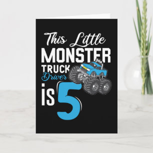 Cartão Little monster truck Driver 5th Birthday