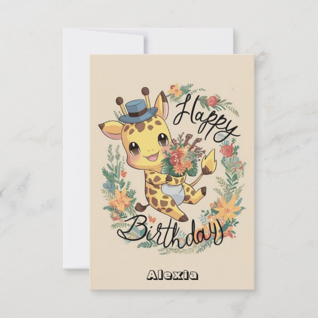 Cartão Little Safari Giraffe Birthday (Frente)