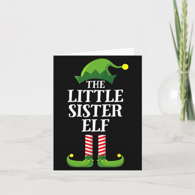 Cartão Little Sister Elf Matching Family Group Christmas  (Frente)