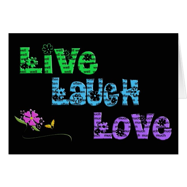 Cartão Live Laugh Love (Frente horizontal)