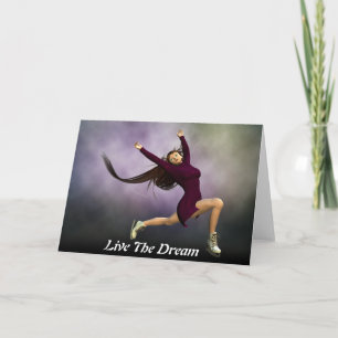 Cartão Live The Dream Girl Ice Skating Greetings Card