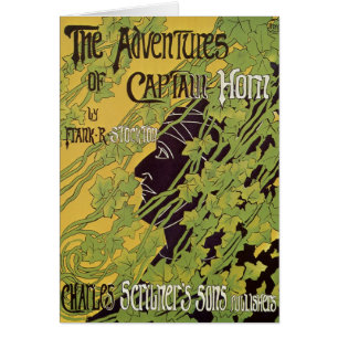 Cartão Livro Antigo Art Nouveau, Aventuras do Capitão Hor