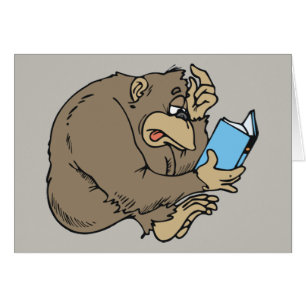 Cartão livro de leitura de gorila cartoon