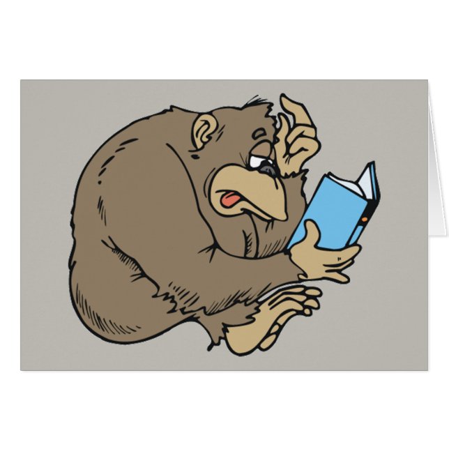 Cartão livro de leitura de gorila cartoon (Frente Horizontal)