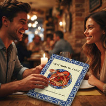 Livro de Menu Dobrado de Azulejo Siciliano Restaur