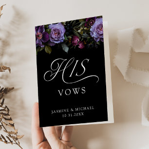 Cartão Livro de Promessas de Casamento Gótico Floral Temp