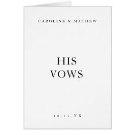 Cartão Livro de Vow Clássico de Casamento Negro e Branco