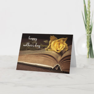 Cartão Livro Vintage e Dia de as mães Rosa