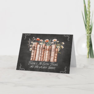 Cartão Livros com Flores e Citação em Quadro Negro