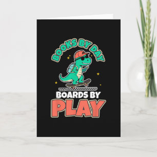 Cartão Livros de Dinossauros de Skate Atividade Divertida