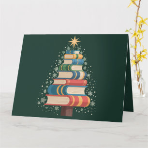Cartão Livros de Natal Professor Árvore Xmas Leitura Féri