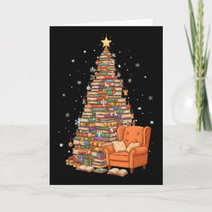 Cartão Livros engraçados de Natal Árvore Amante de Livros