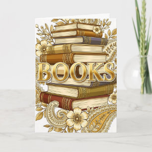 Cartão Livros Leitores Escritores Bibliófilos Tom Dourado