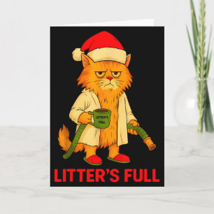 Cartão Lixeira Cheia Natal Engraçado Gato Papai Noel Mulh