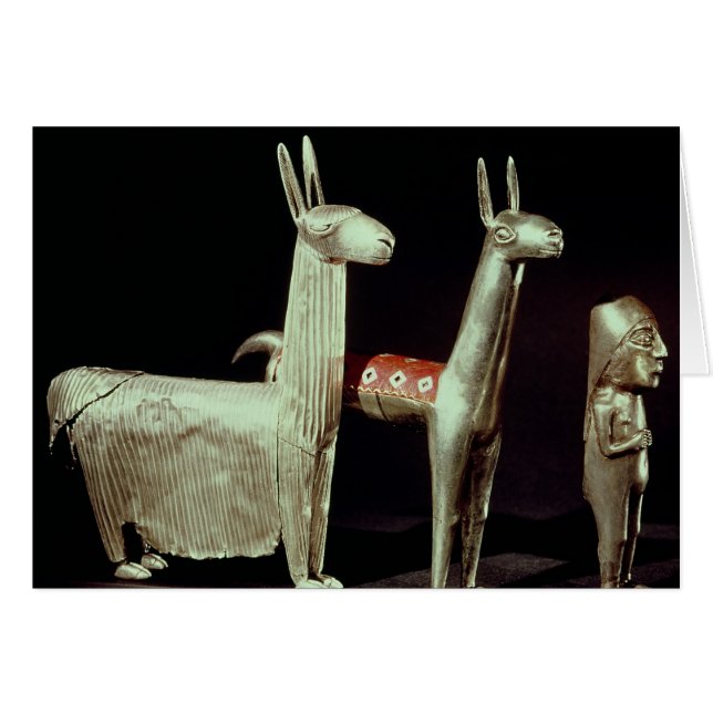 Cartão Llama, alpaca e mulher (Frente Horizontal)