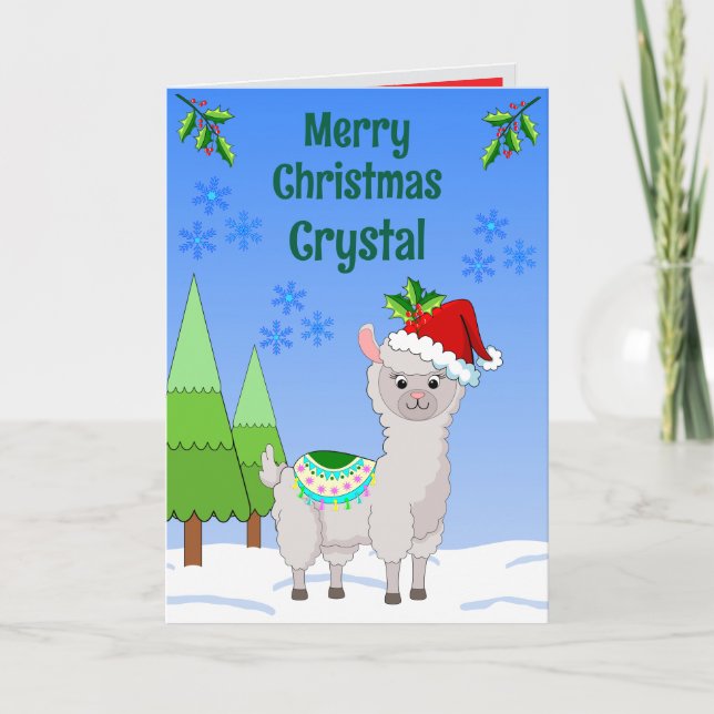 Cartão Llama Christmas Folded Greeting Card (Frente)