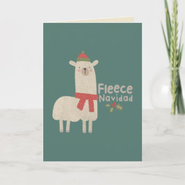 Cartão Llama de Natal com trocadilho: Fleece Navidad