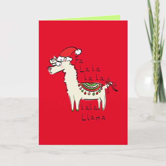 Cartão Llama Fofo Natal Divertido Feriado (Frente)