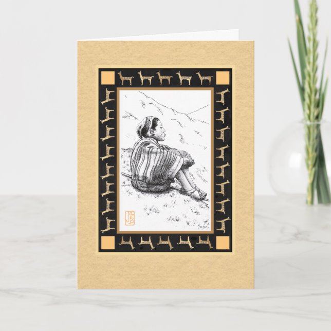Cartão Llama Herder em Tan Vazio Personalize Card (Frente)