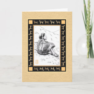 Cartão Llama Herder em Tan Vazio Personalize Card