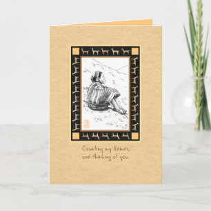 Cartão Llama Herder no Tan Eu Sinto Sua Falta