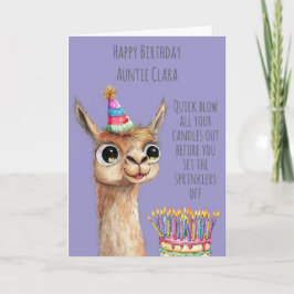 Cartão Llama With Birthday Cake Birthday Card