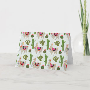 Cartão Llamarama Collection Cactus & Llama Pattern