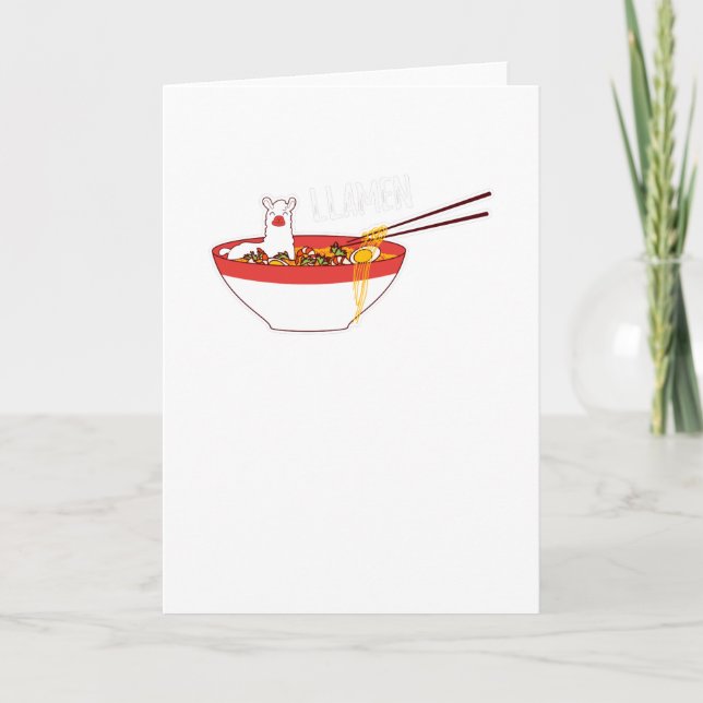 Cartão Llamen Funny Llama Ramen Oferece Presente Para Ama (Frente)