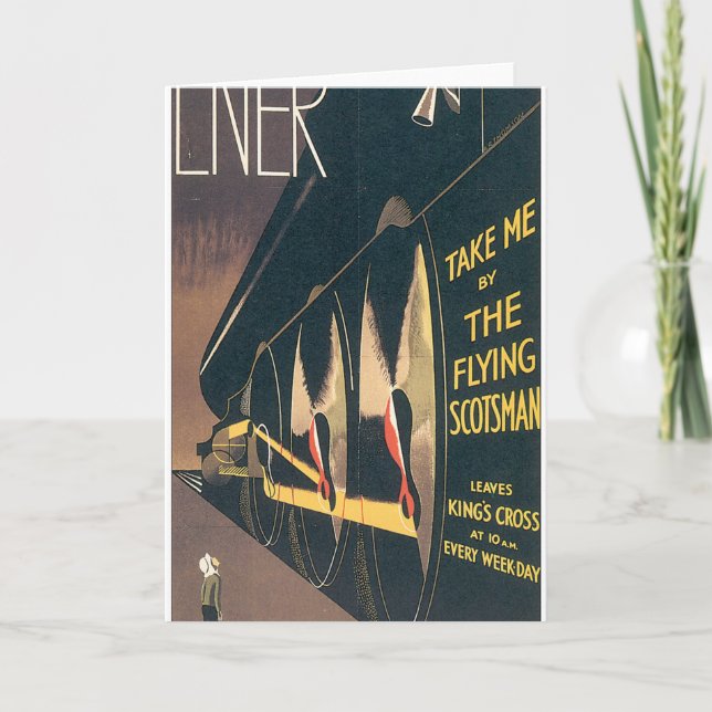 Cartão LNER, o escocês voador, Viagens vintage (Frente)