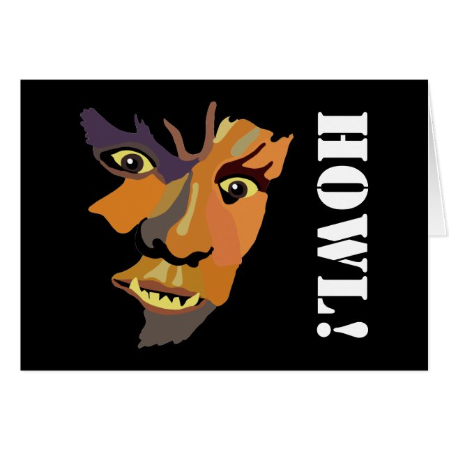 Cartão Lobisomem Clássico, Feliz Halloween (Frente Horizontal)