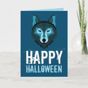 Cartão Lobo Azul, Feliz Halloween