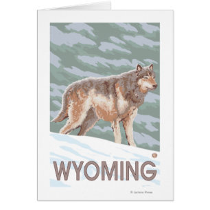 Cartão Lobo cinzento StandingWyoming