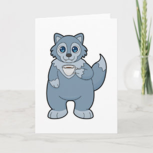 Cartão Lobo com Taça de Café