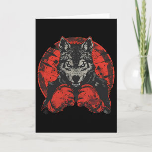 Cartão Lobo de Boxe Com Luvas de Boxe Kickboxing Engraçad