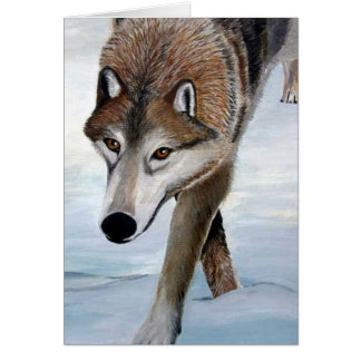 Cartão Lobo de madeira