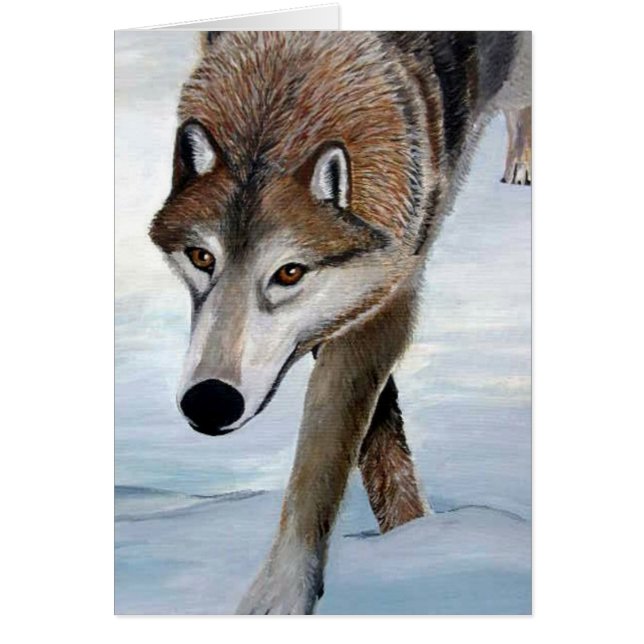 Cartão Lobo de madeira (Frente)