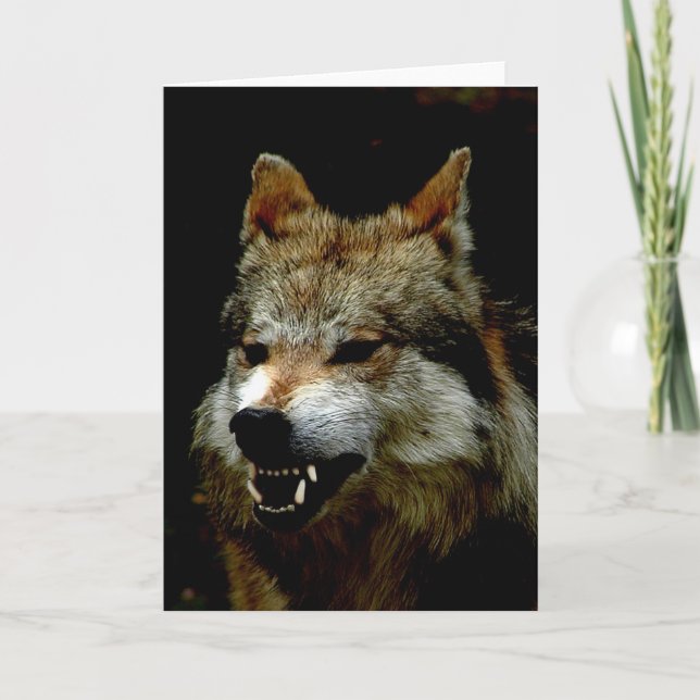 Cartão Lobo do Dia das Bruxas (Frente)