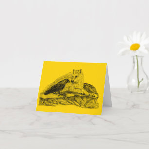 Cartão Lobo e Raven - Design preto e amarelo