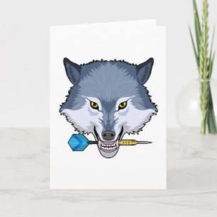 Cartão Lobo em Darts com Dardo