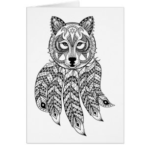 Cartão Lobo inspirado com Dreamcatcher