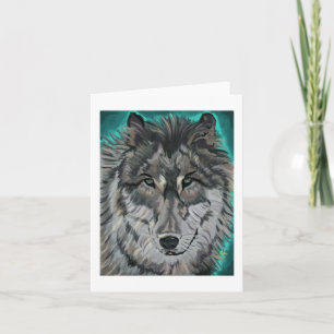 Cartão Lobo no notecard do gelo da cerceta